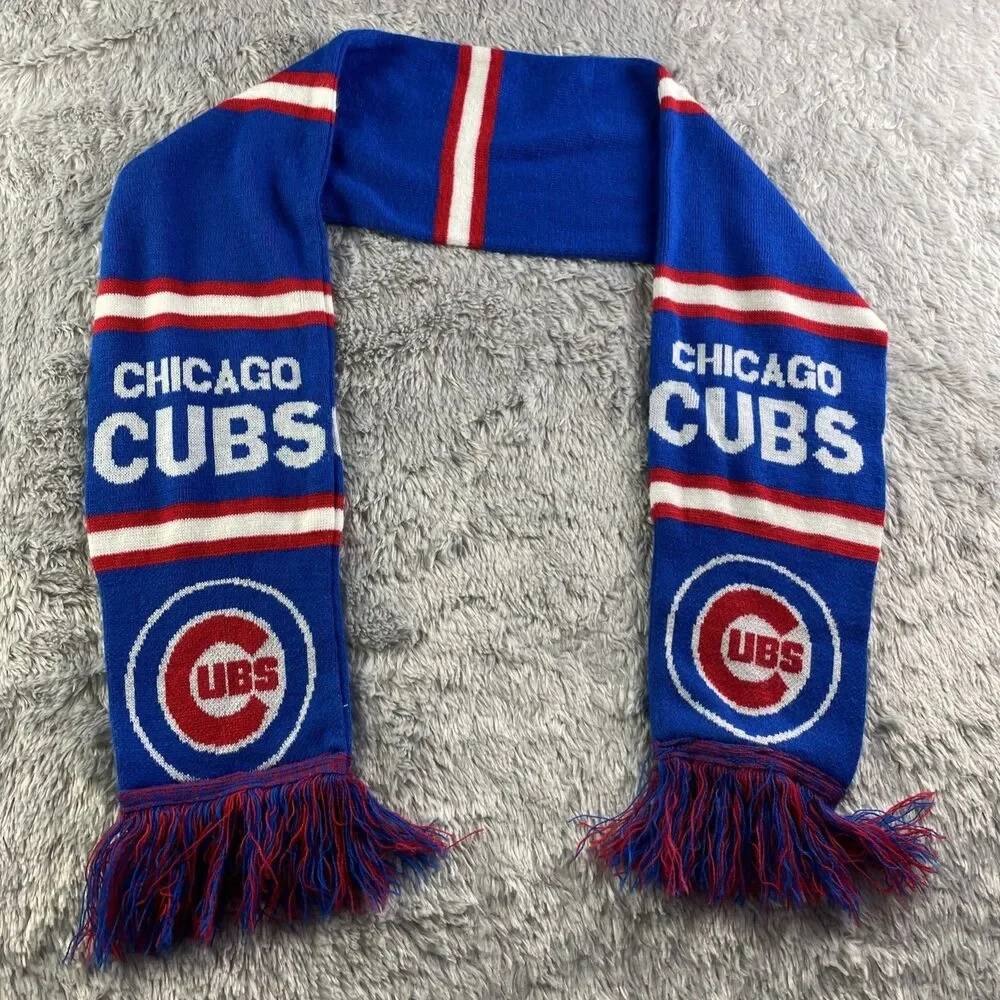 Chicago Cubs Scarf One Size Blue Red White Supporter Baseball MLB Double Sided